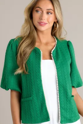 Universal Charm Kelly Green Short Puff Sleeve Jacket