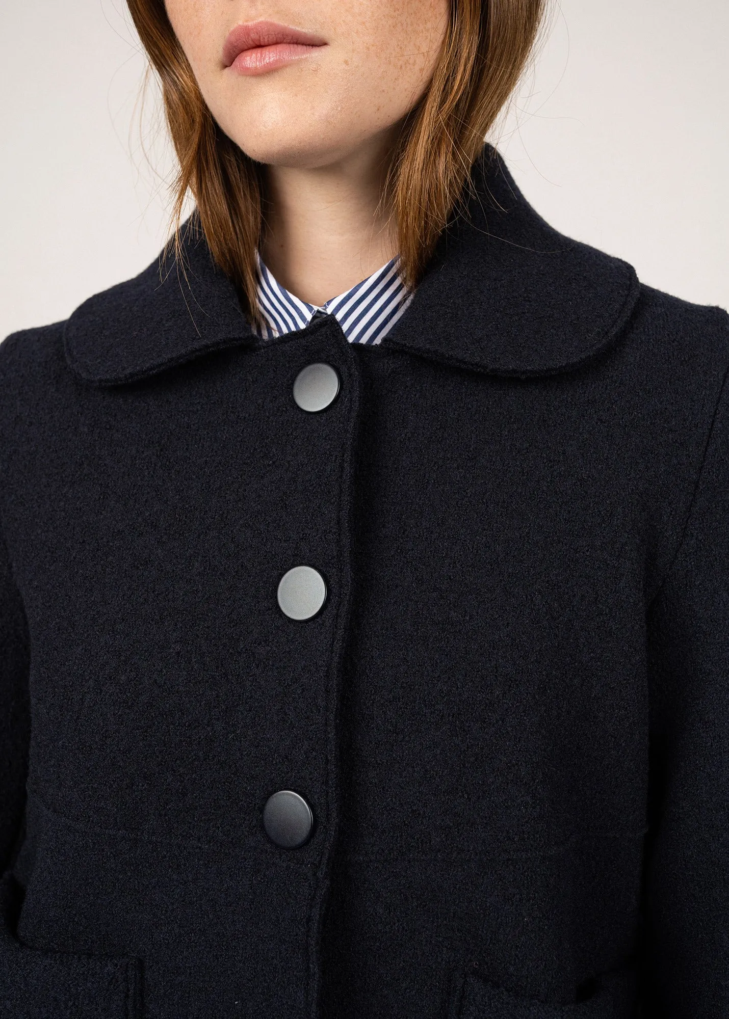 Villedieu short jacket - in boiled wool (NAVY)