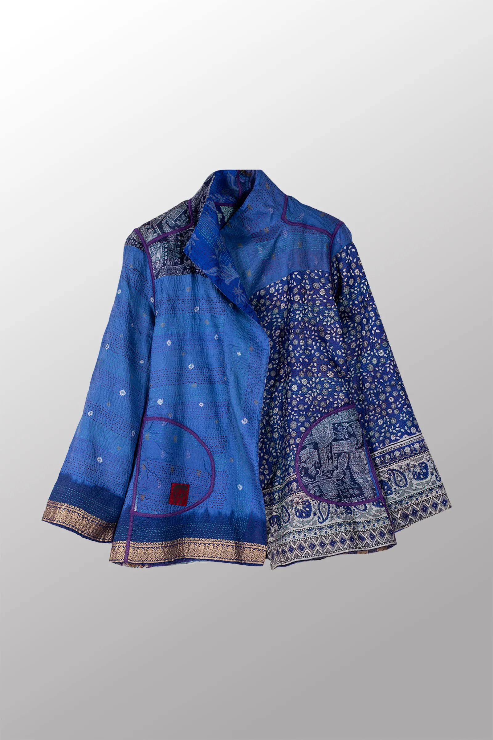 VINTAGE SILK KANTHA SHORT JKT - sv2007-0046m -