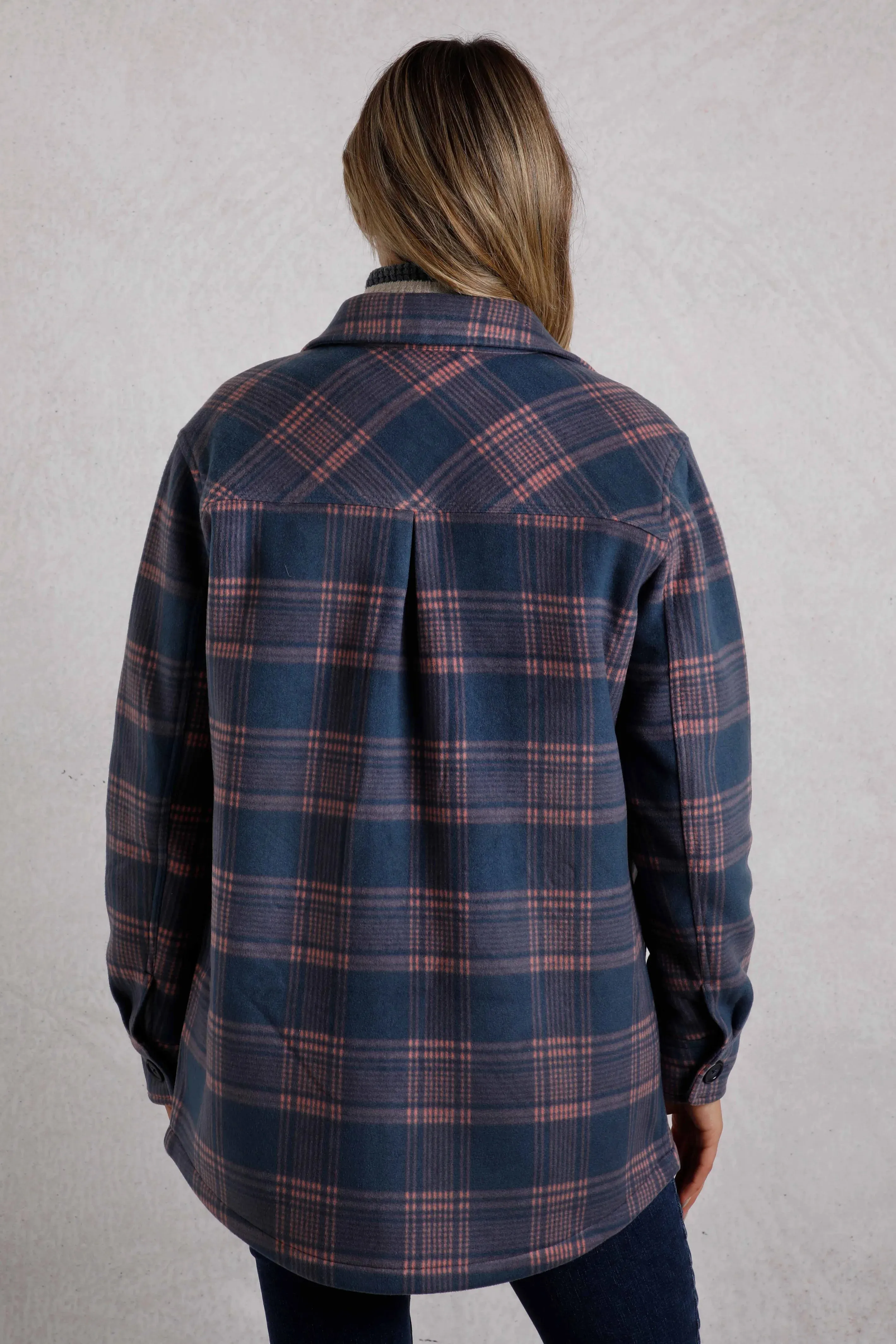 Weird Fish 10 Blue Oversized Checked Fleece Shacket