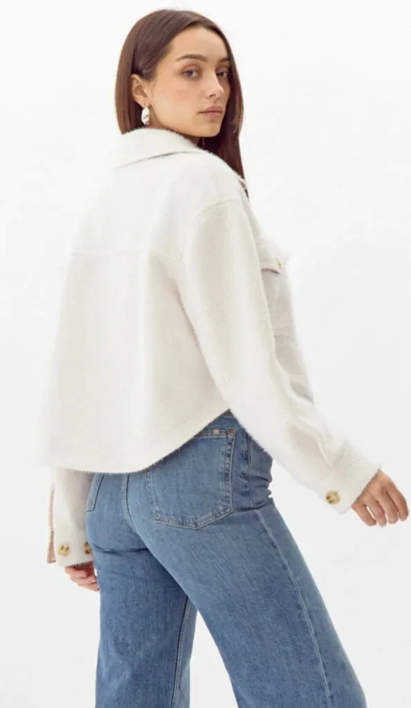 Weston Cropped Knit Jacket- Ecru