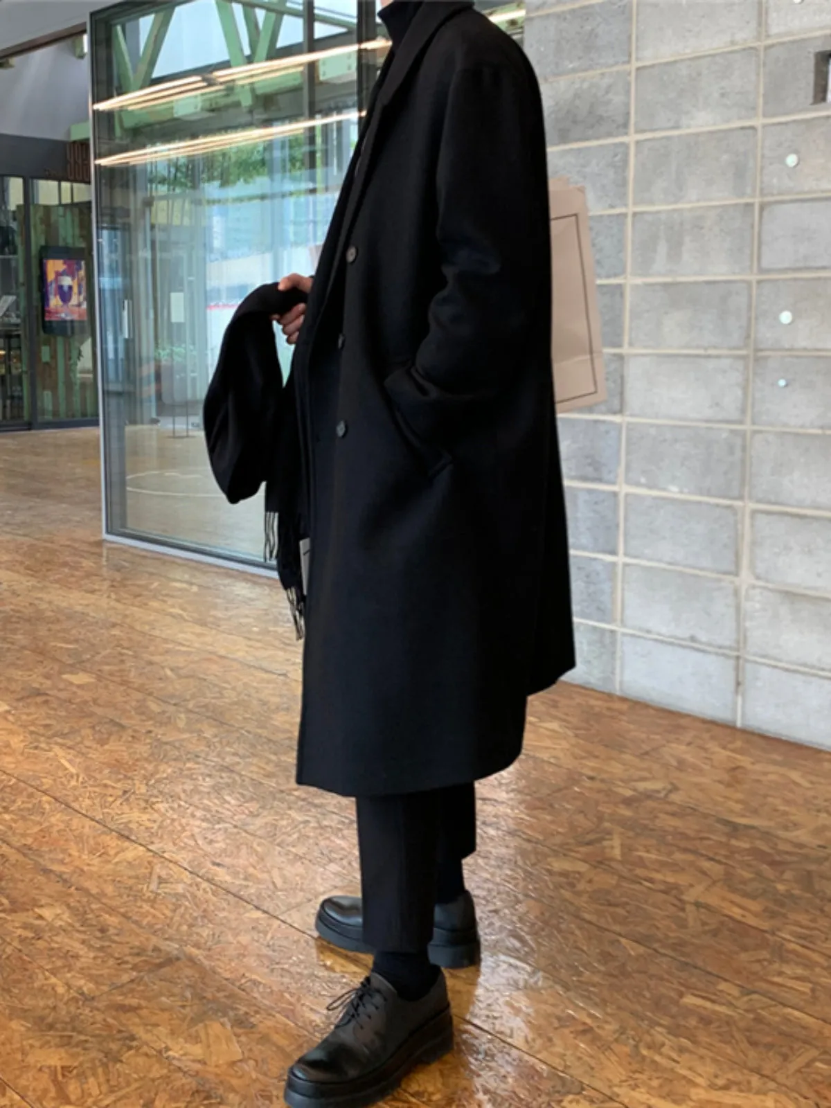 WLS Long Double Breasted Cashmere Windbreaker Coat