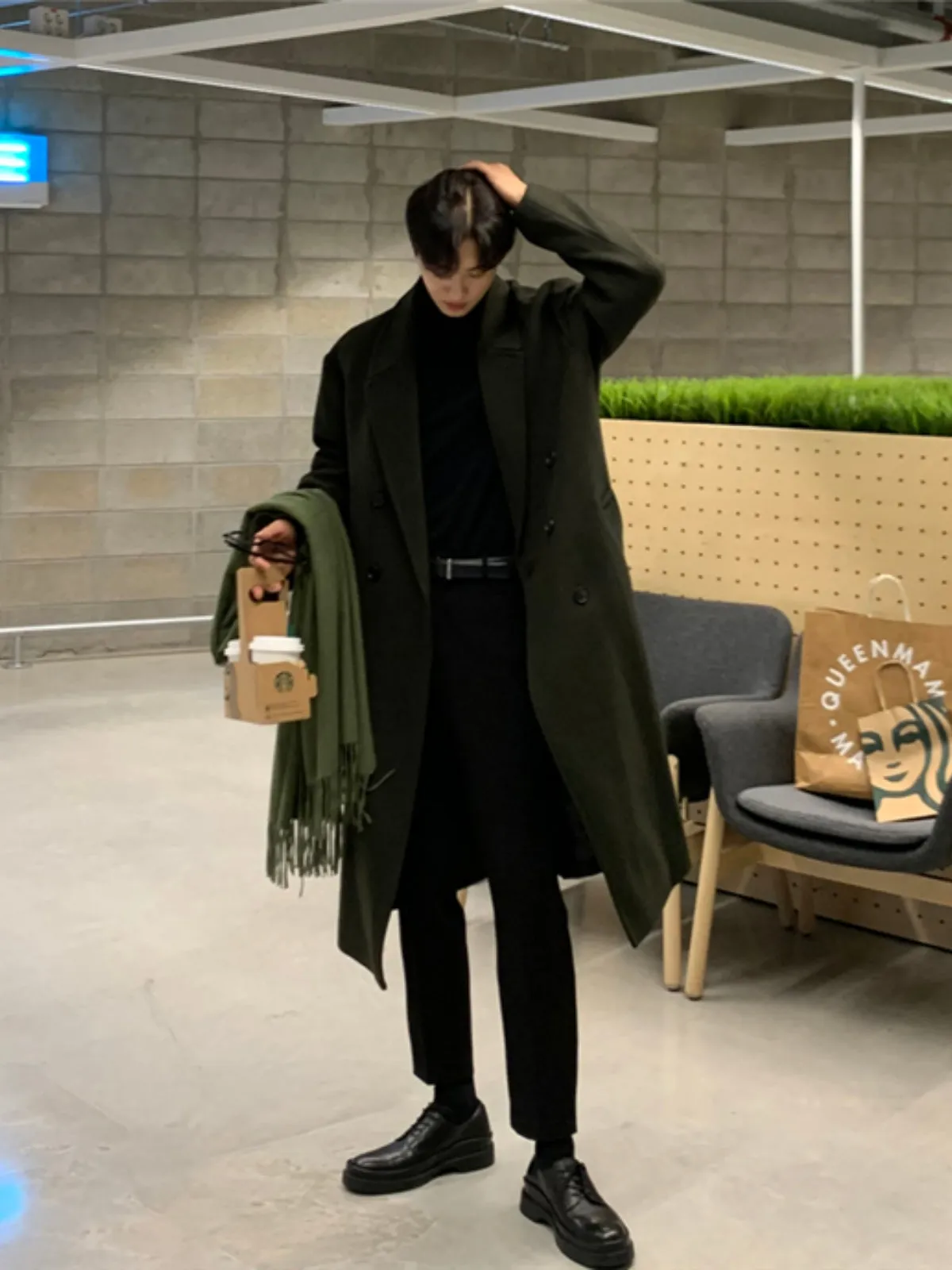 WLS Long Double Breasted Cashmere Windbreaker Coat