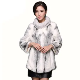 Womens Coats Mink Fur Coat Slim Waist Style Stand Collar Real Fur Jacket 16055