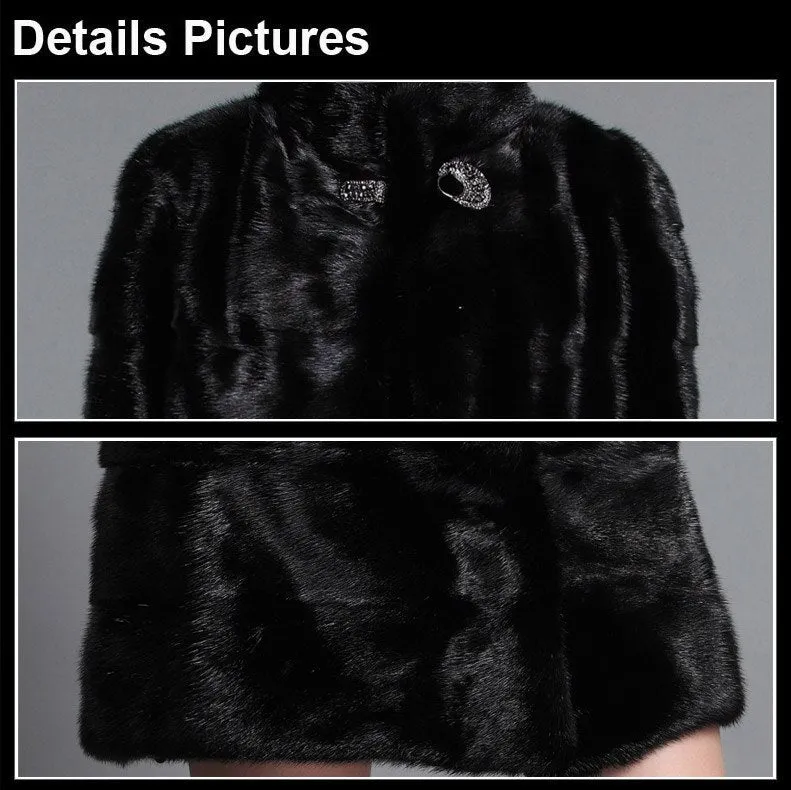 Women's Genuine Mink Fur Coat Women Hem Removable Fur Overcoat 161143