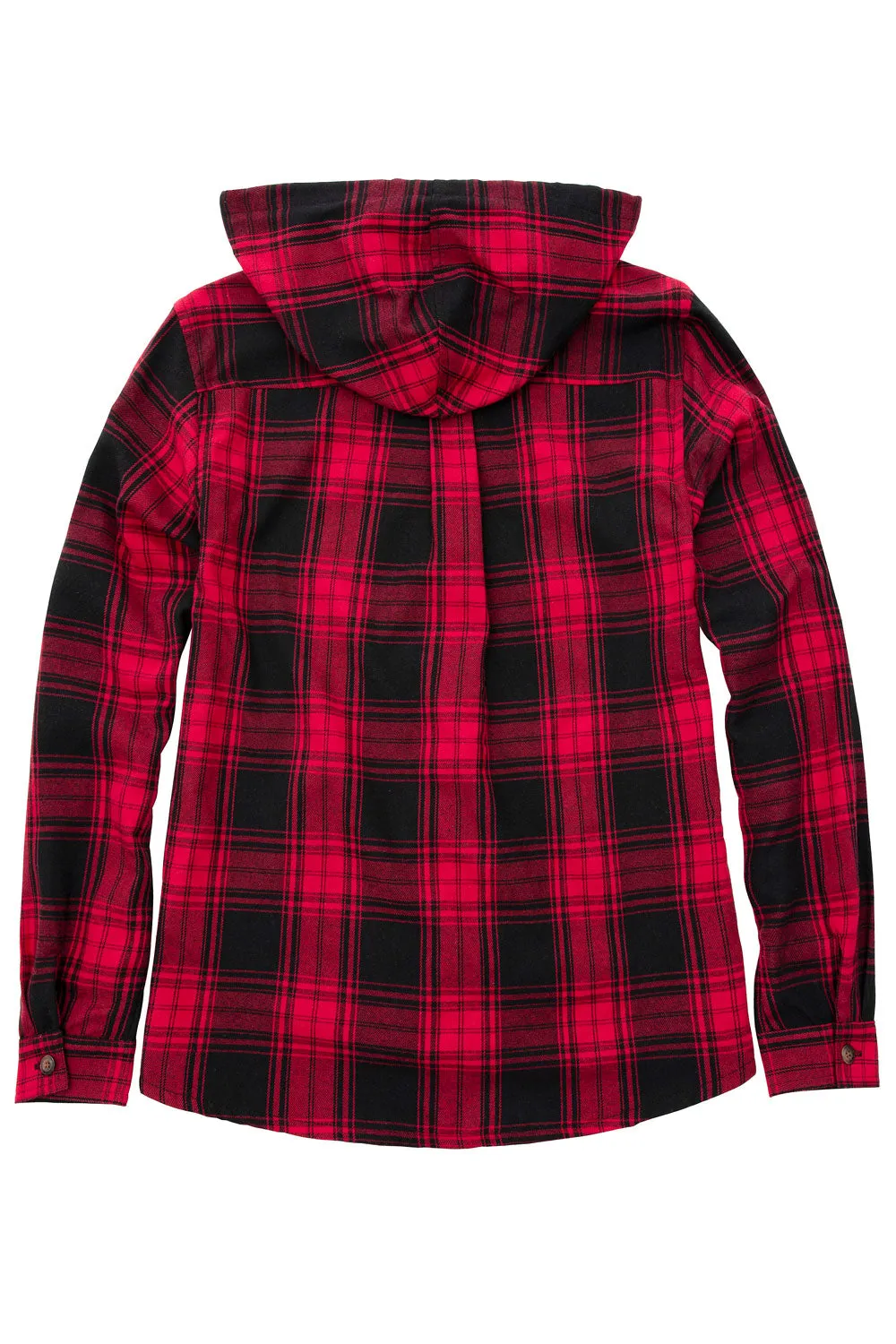 Women's Hooded Flannel Shirt Button Up Plaid Hoodie with Hand Pockets