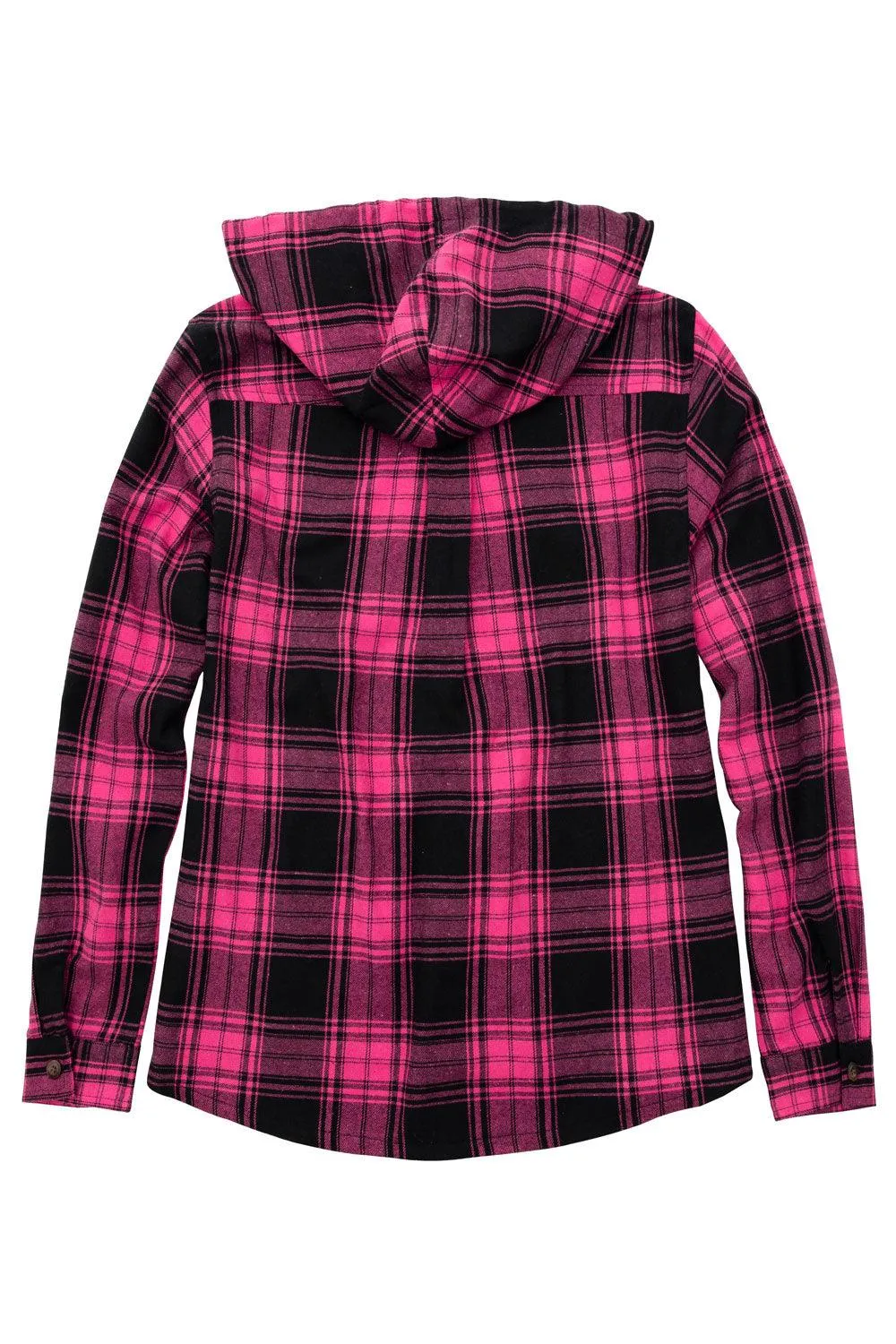 Women's Hooded Flannel Shirt Button Up Plaid Hoodie with Hand Pockets