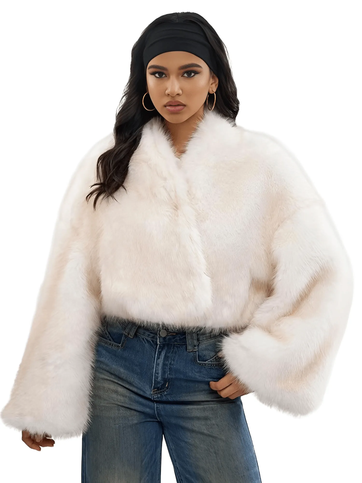 Women's Imitation Mink Fur Short Jacket Faux Fur Coat Long Sleeve Loose Thick Winter New