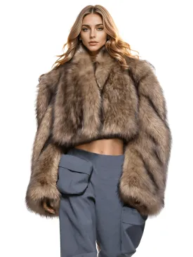 Women's Imitation Mink Fur Short Jacket Faux Fur Coat Long Sleeve Loose Thick Winter New