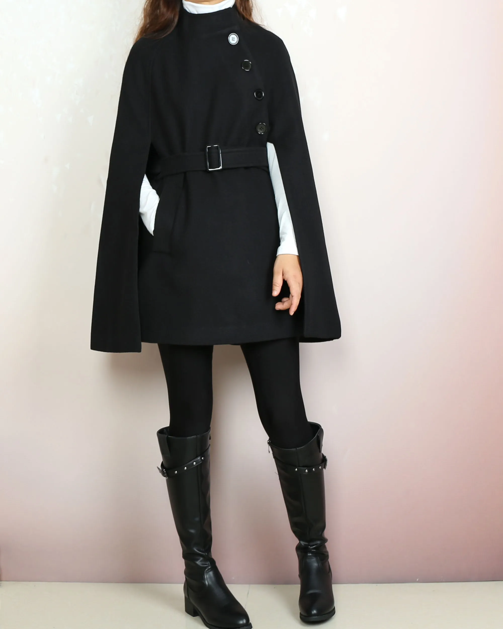 Wool cape coat, wool poncho, wool cloak jacket, winter coat, wool cloak(Y2160)