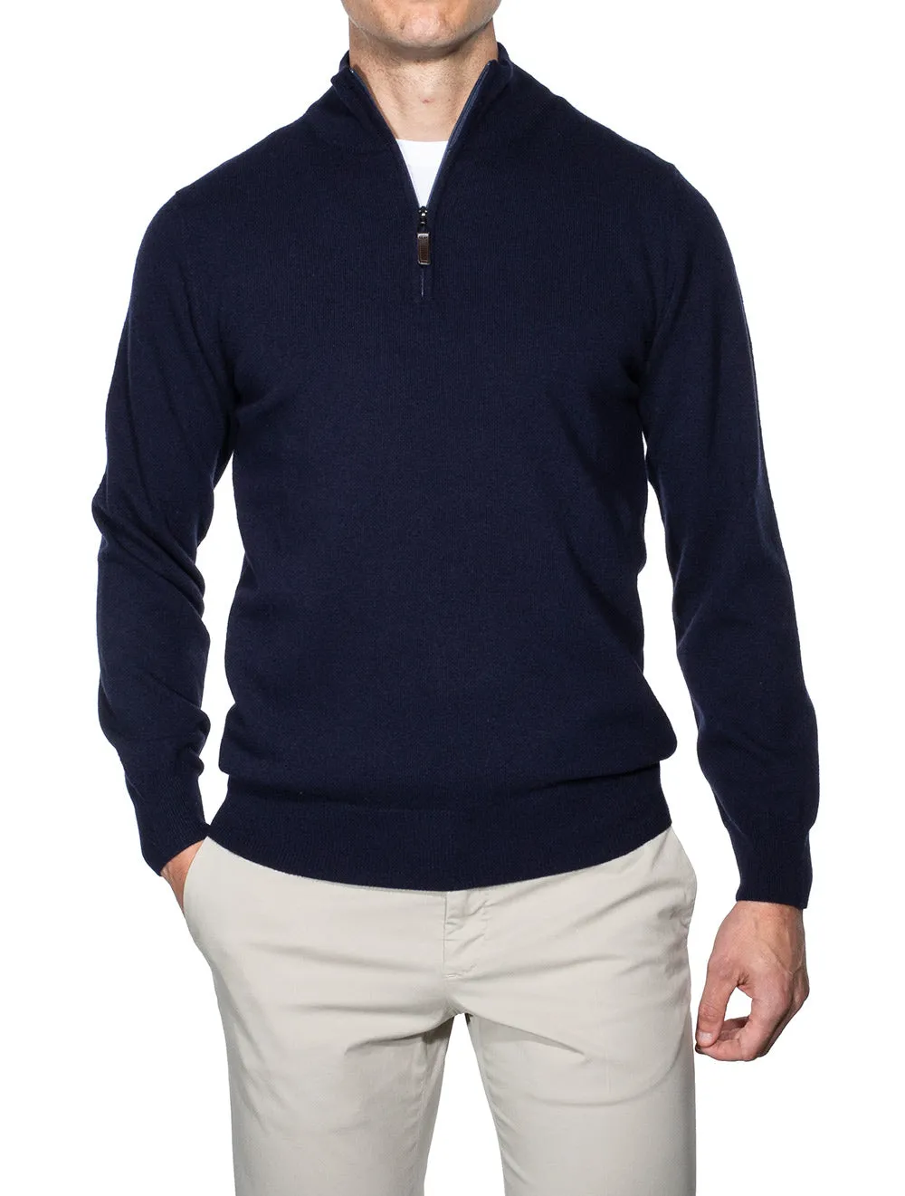 Zipped Mock Neck Jumper Navy